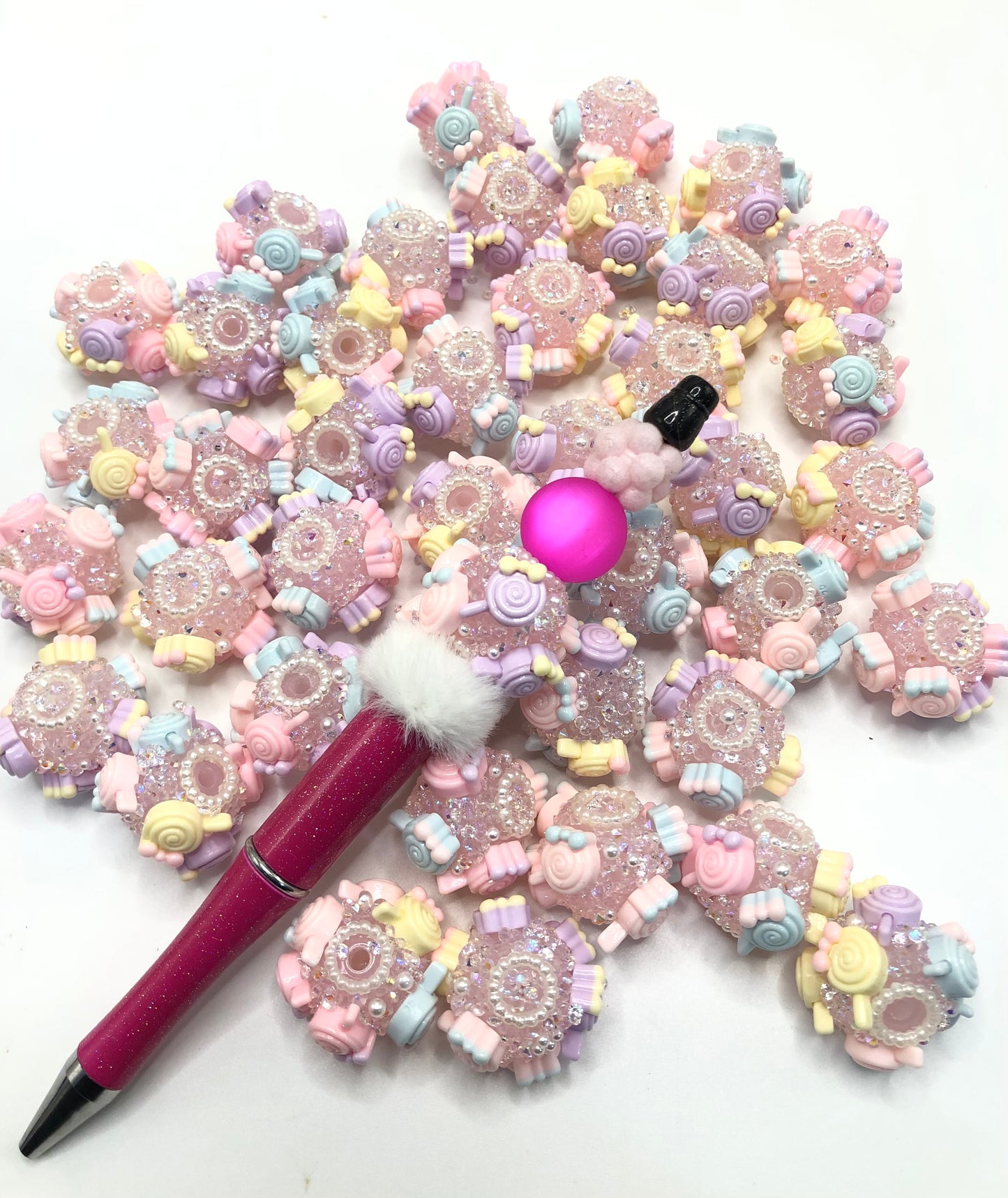 ice cream beads acrylic Bead Ice cream and lollipops Pearl rhinestone Bead 23mm 26mm