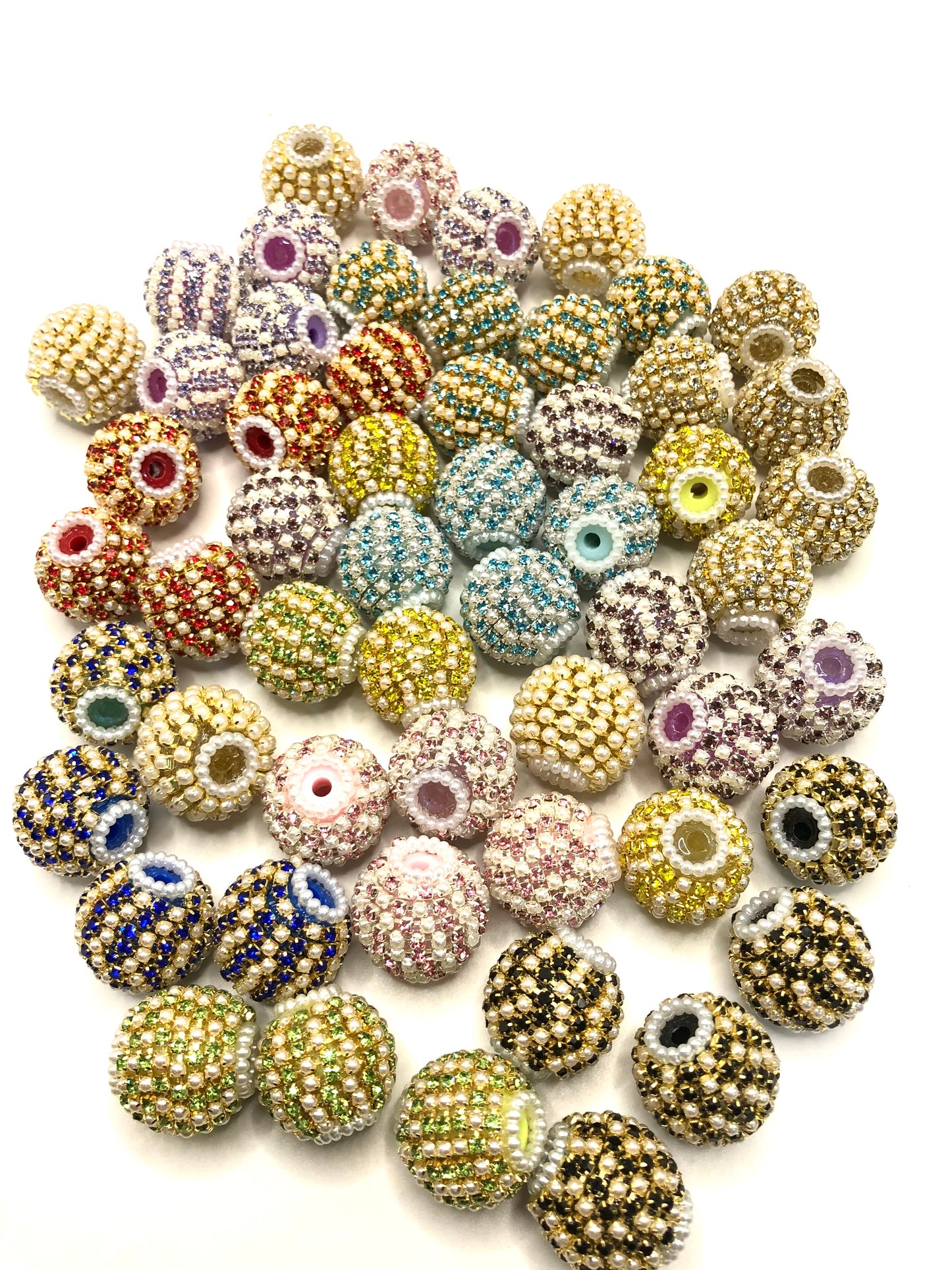 fancy Chain and rhinestones Acrylic bead Chroma 20mm Random Mix