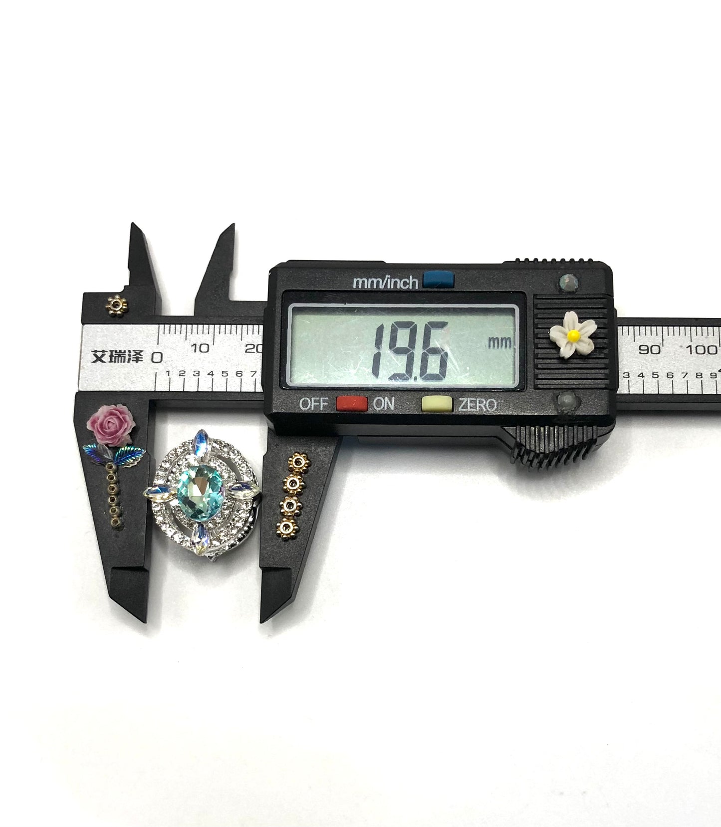 alloy beads fancy Metal bead Oval bead Colored rhinestone 20mm Random Mix