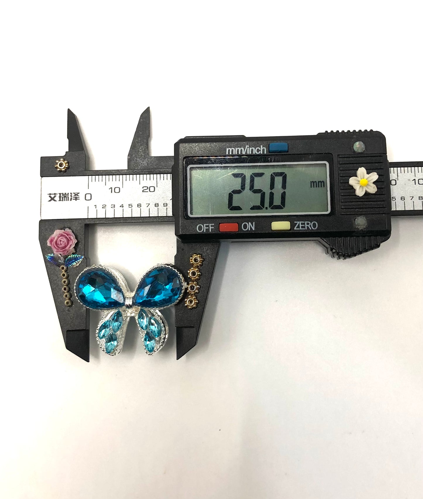fancy alloy metallic bow bead Bow of metal Multi-colored rhinestones Bead 25mm Random Mix