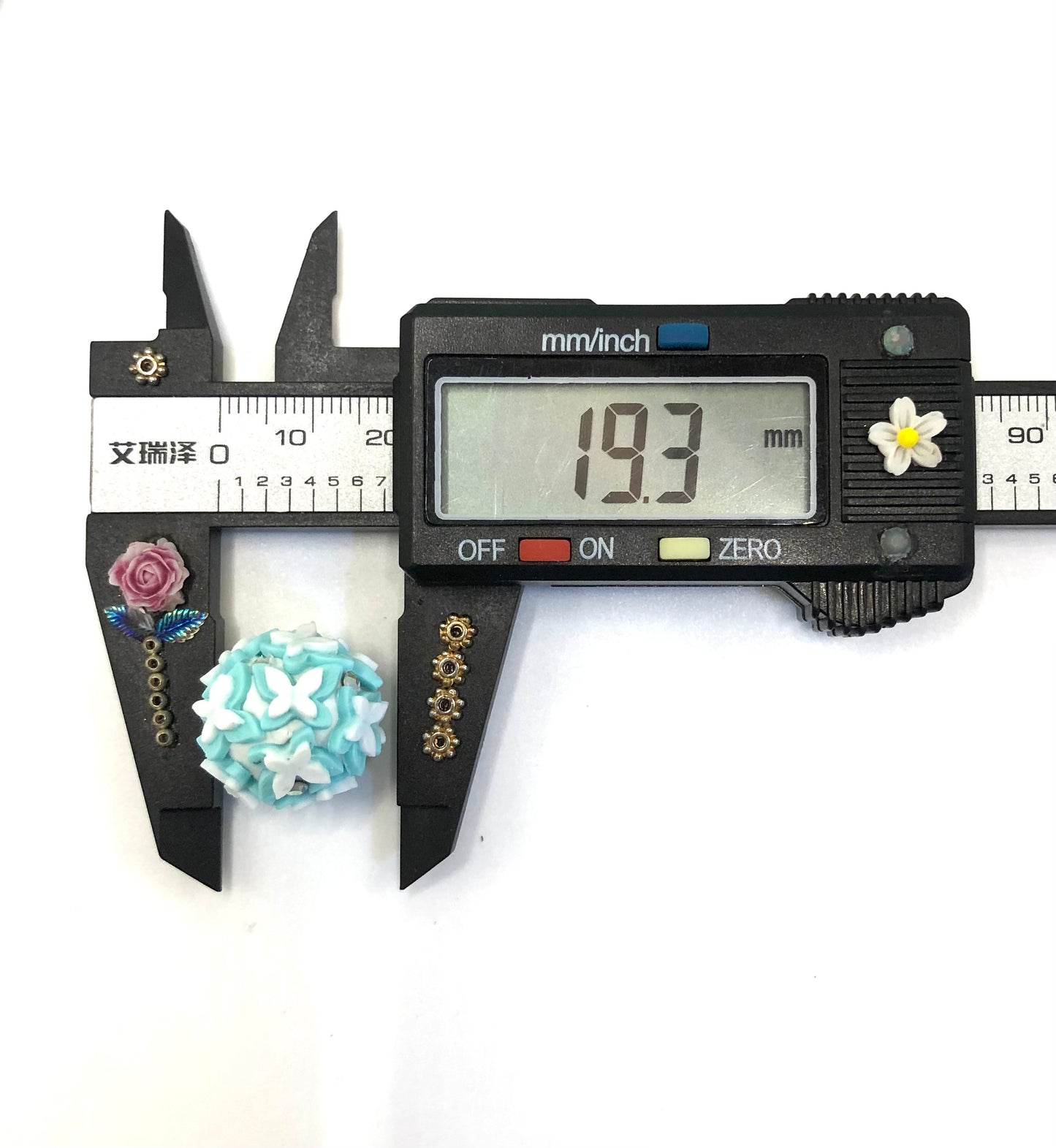 butterfly bead Clay flower beads Colorful flowers with rhinestones Bead 20mm Random Mix