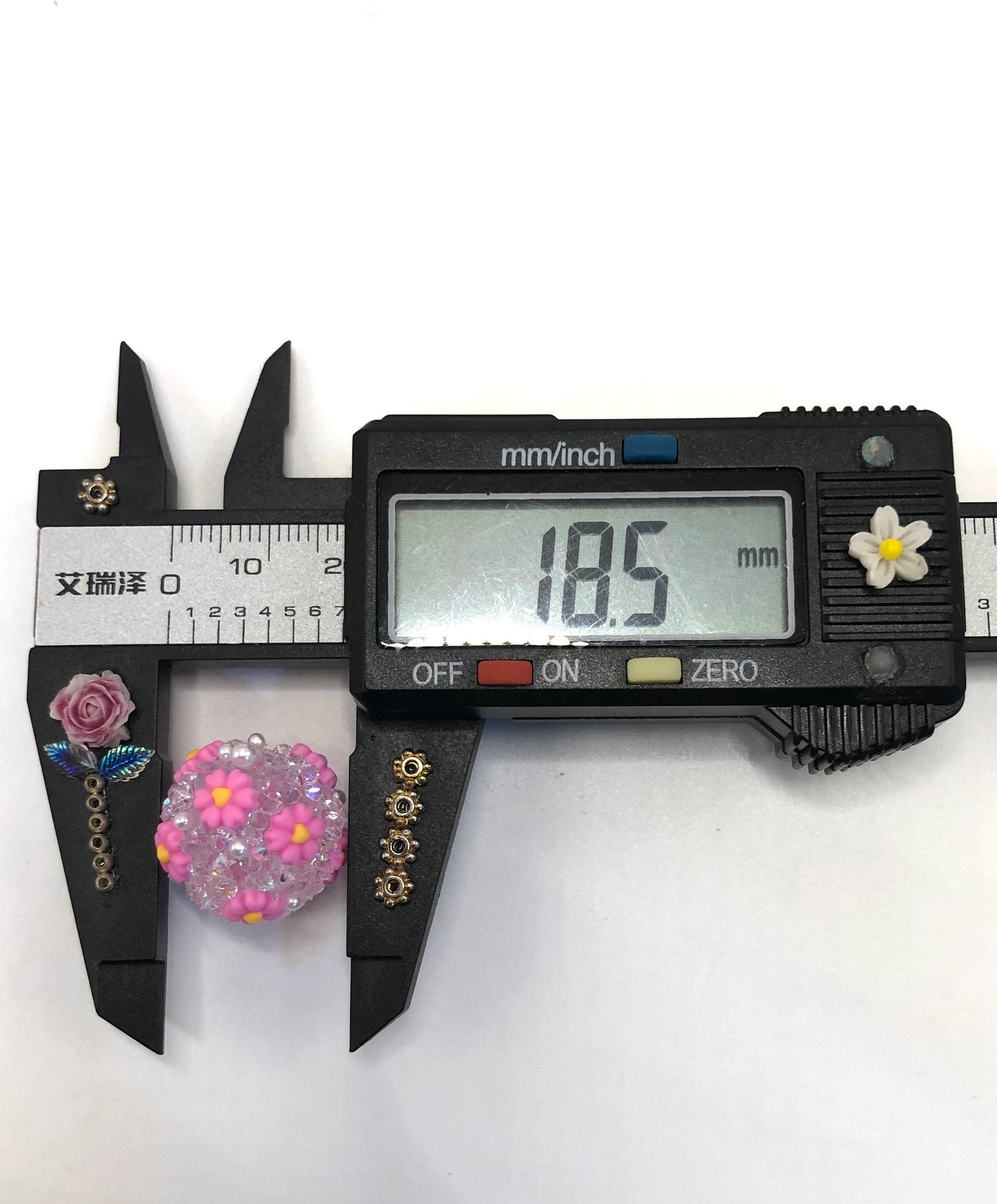 flower bead daisy beads Clear acrylic beads Colorful flowers with rhinestones 19mm Random Mix