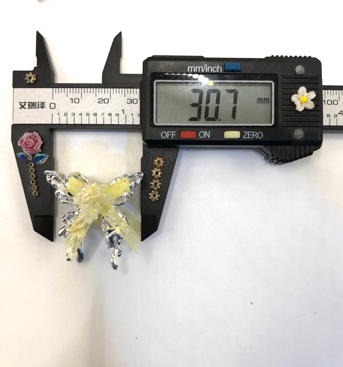 Butterfly beads alloy bead fancy metal Butterfly Bow Colored heart rhinestones Bead 30mm Random Mix