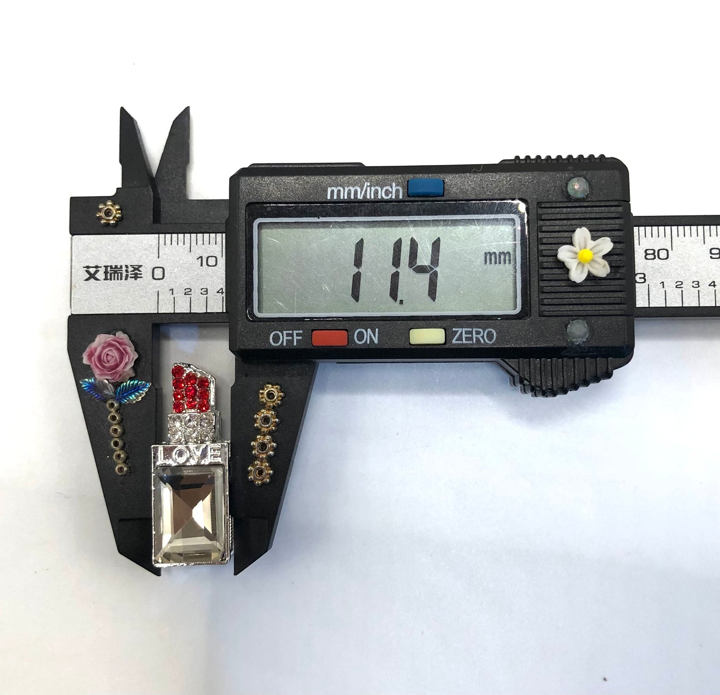 alloy bead lipstick fancy lipstick rhinestone Lipstick bead 11mm