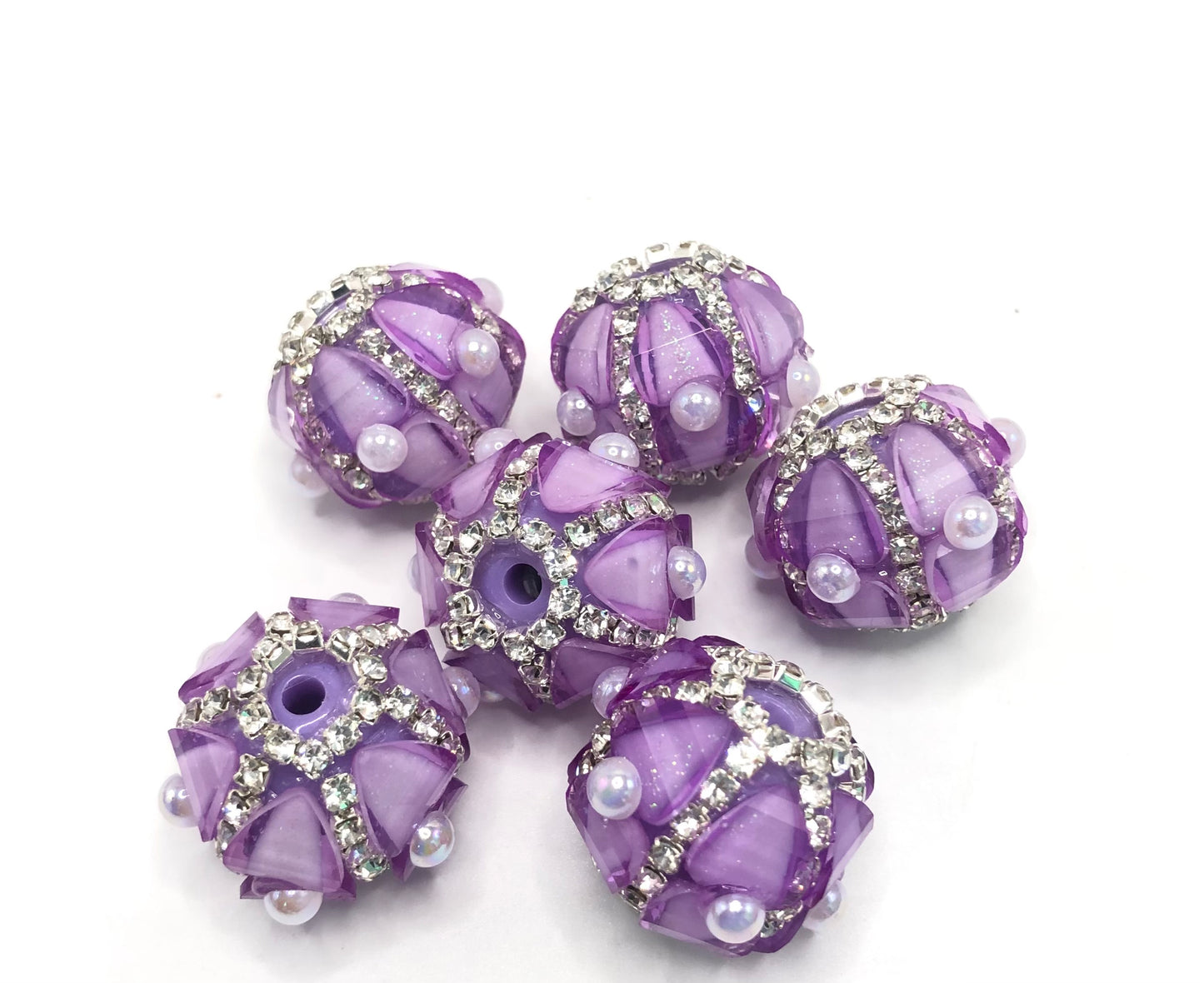 fancy bead acrylic lantern bead ornament with rhinestone chain and pearl,random mix