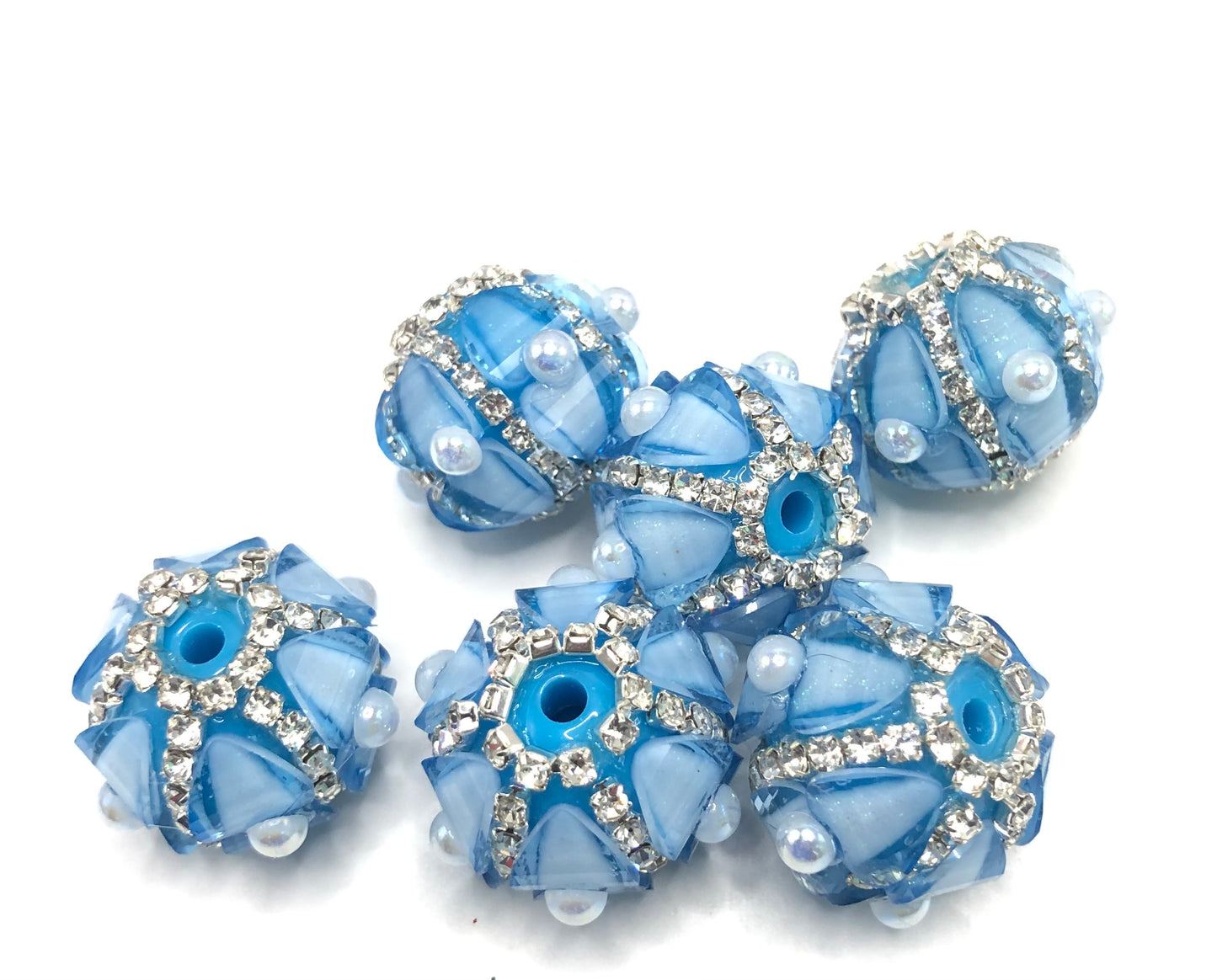 fancy bead acrylic lantern bead ornament with rhinestone chain and pearl,random mix
