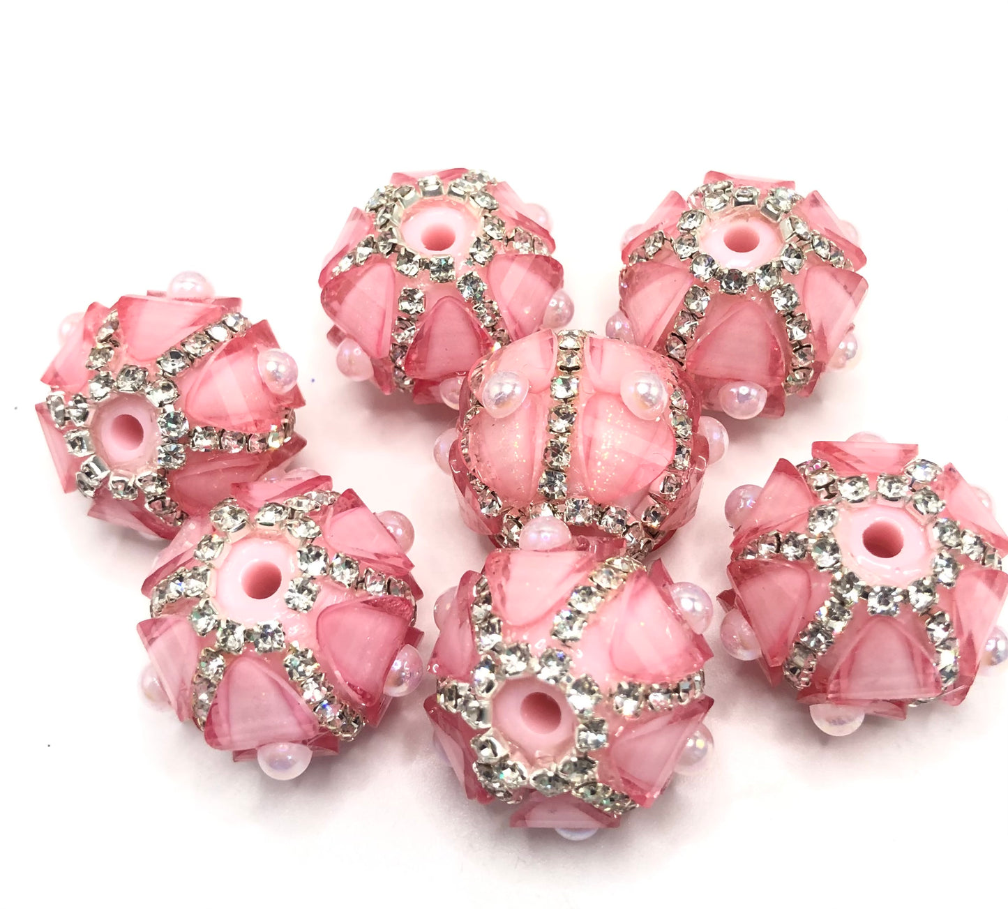 fancy bead acrylic lantern bead ornament with rhinestone chain and pearl,random mix