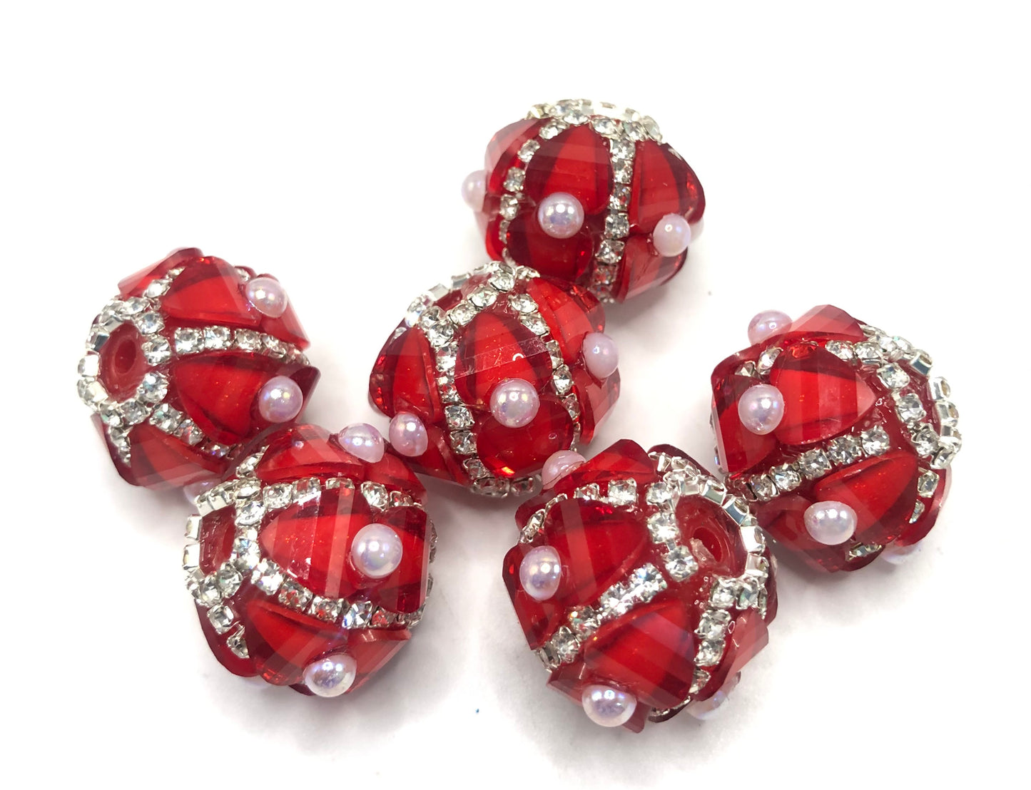 fancy bead acrylic lantern bead ornament with rhinestone chain and pearl,random mix