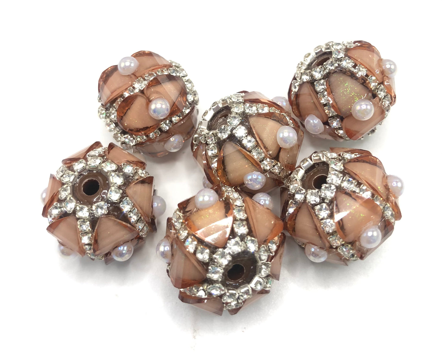fancy bead acrylic lantern bead ornament with rhinestone chain and pearl,random mix