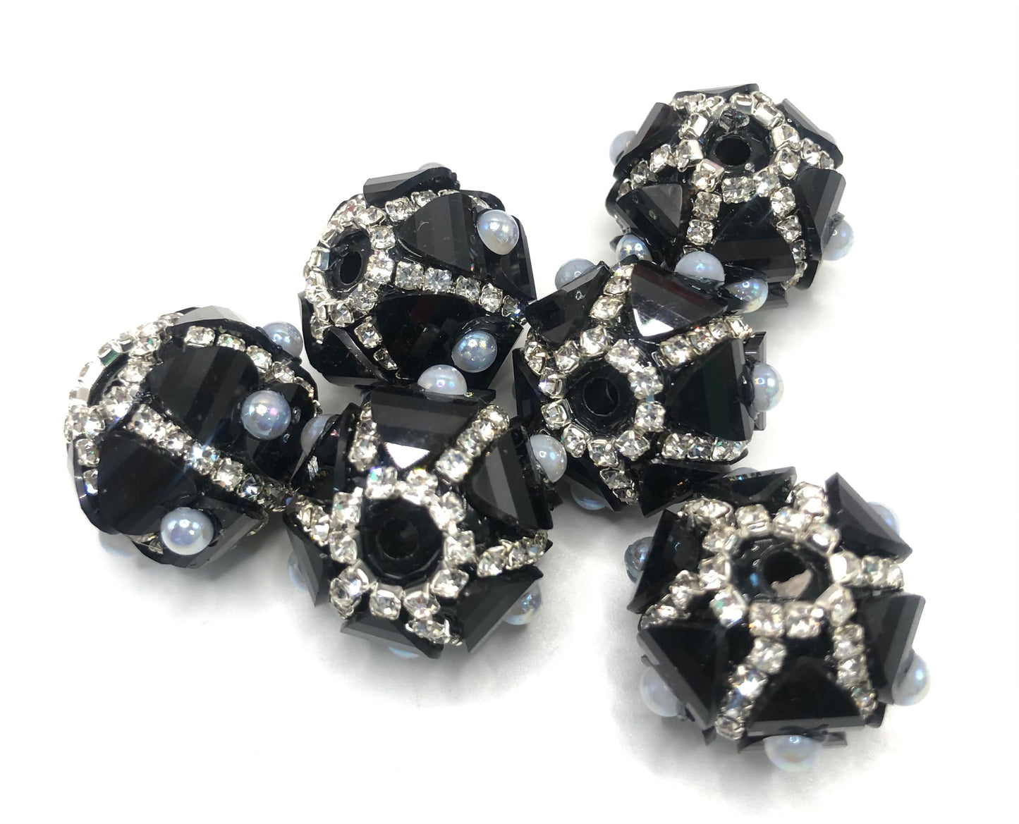 fancy bead acrylic lantern bead ornament with rhinestone chain and pearl,random mix