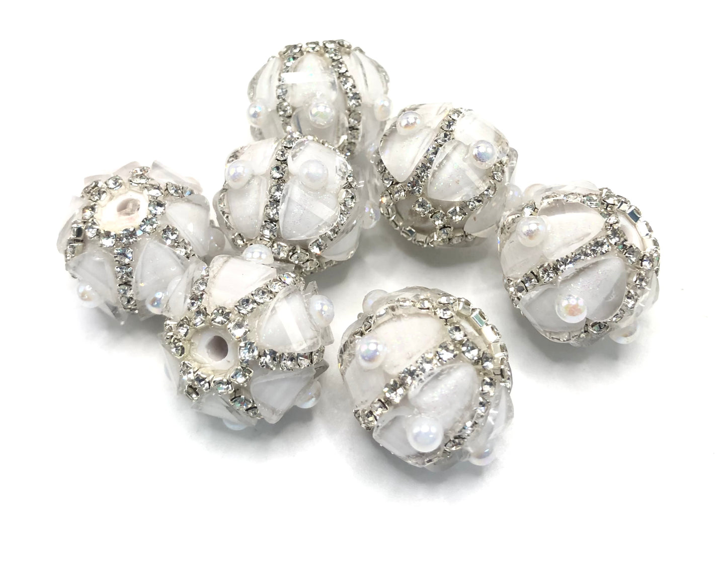fancy bead acrylic lantern bead ornament with rhinestone chain and pearl,random mix