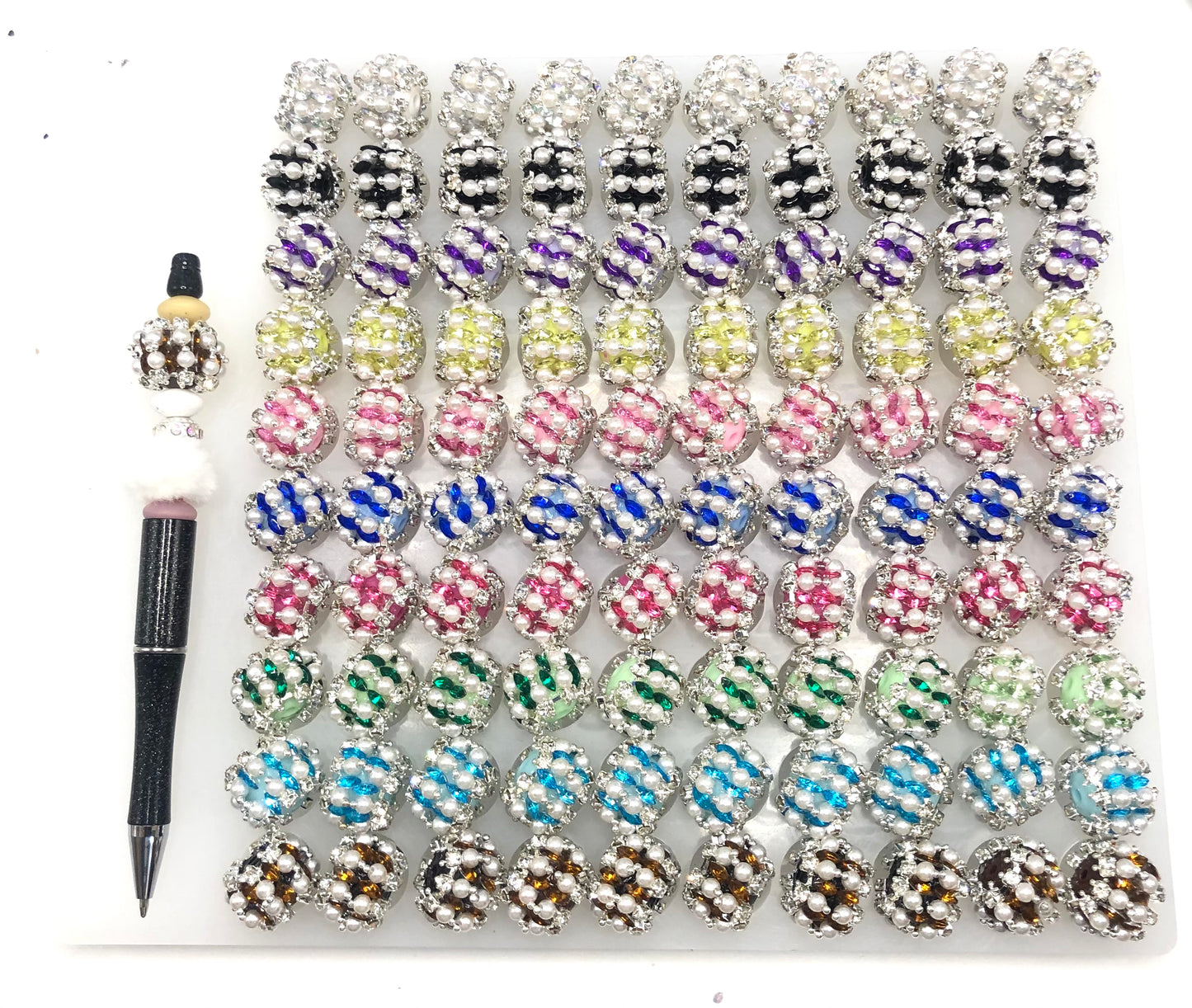 fancy bead acrylic rhinestone chain lantern pumpkin bead craft with pearl and colored crystal,random mix 20mm