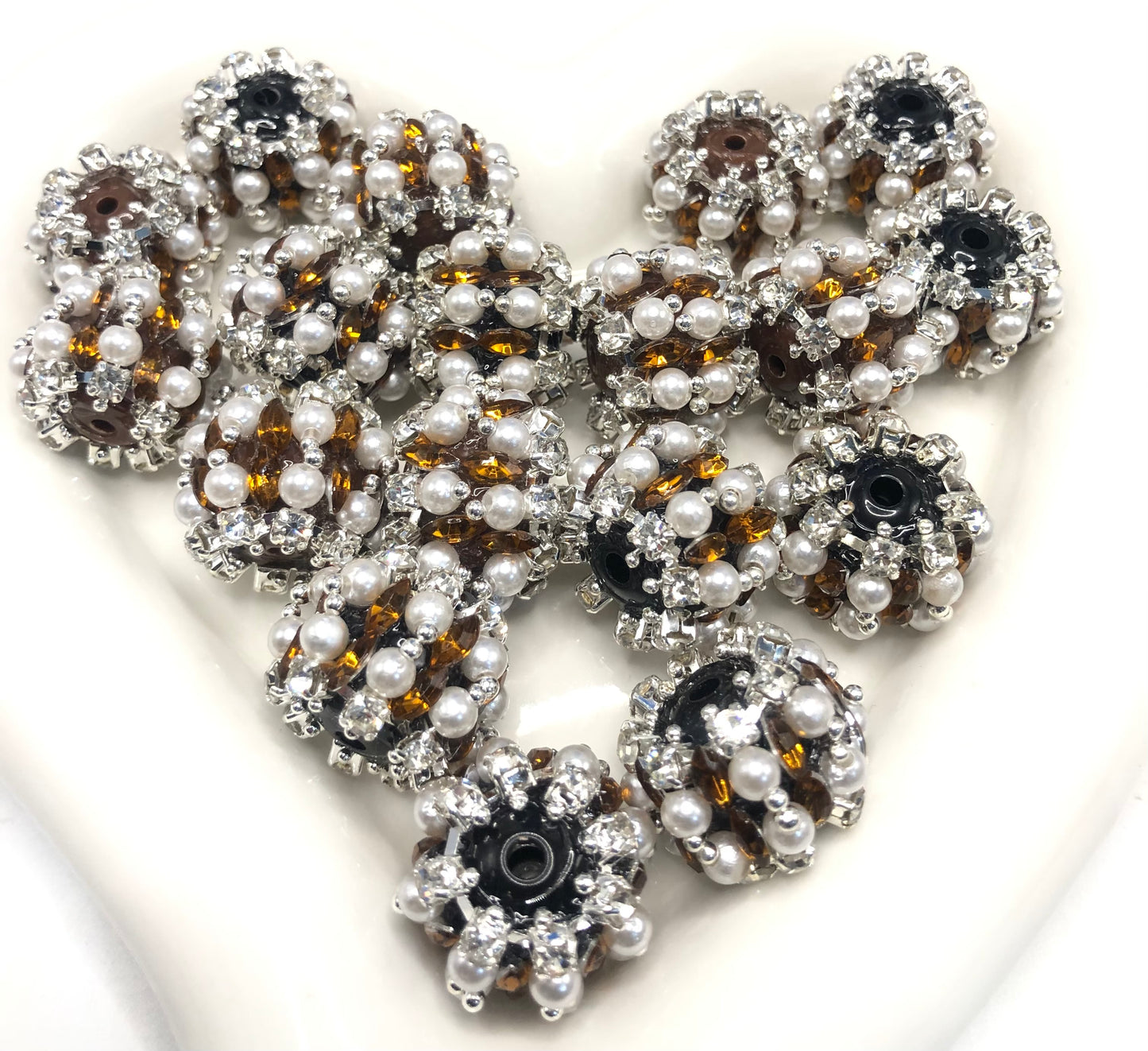 fancy bead acrylic rhinestone chain lantern pumpkin bead craft with pearl and colored crystal,random mix 20mm