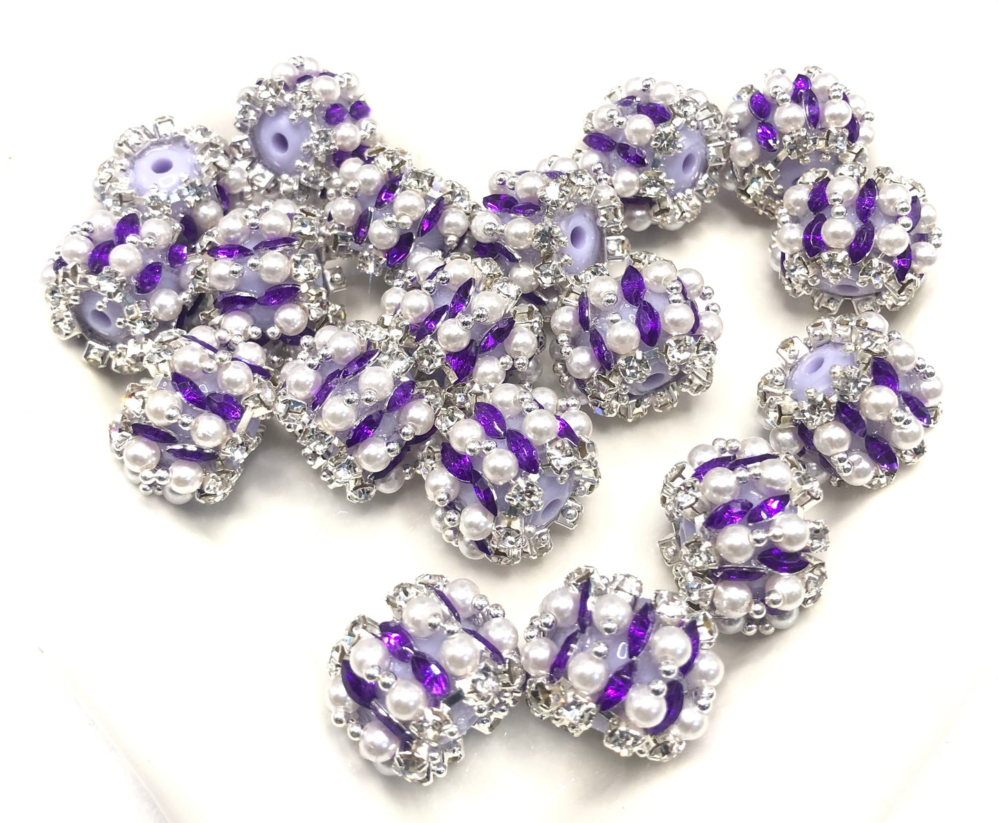 fancy bead acrylic rhinestone chain lantern pumpkin bead craft with pearl and colored crystal,random mix 20mm