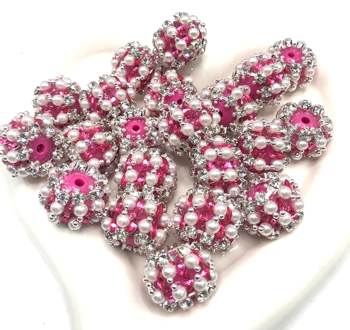 fancy bead acrylic rhinestone chain lantern pumpkin bead craft with pearl and colored crystal,random mix 20mm