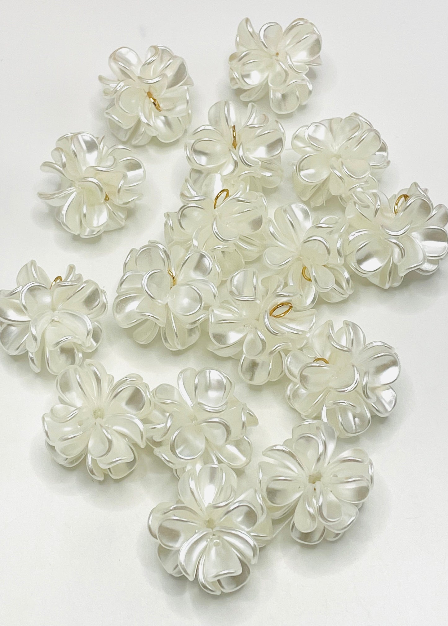 Three-dimensional flower UV Resin bead with hook loop attach to charm ,Random Mix 25mm