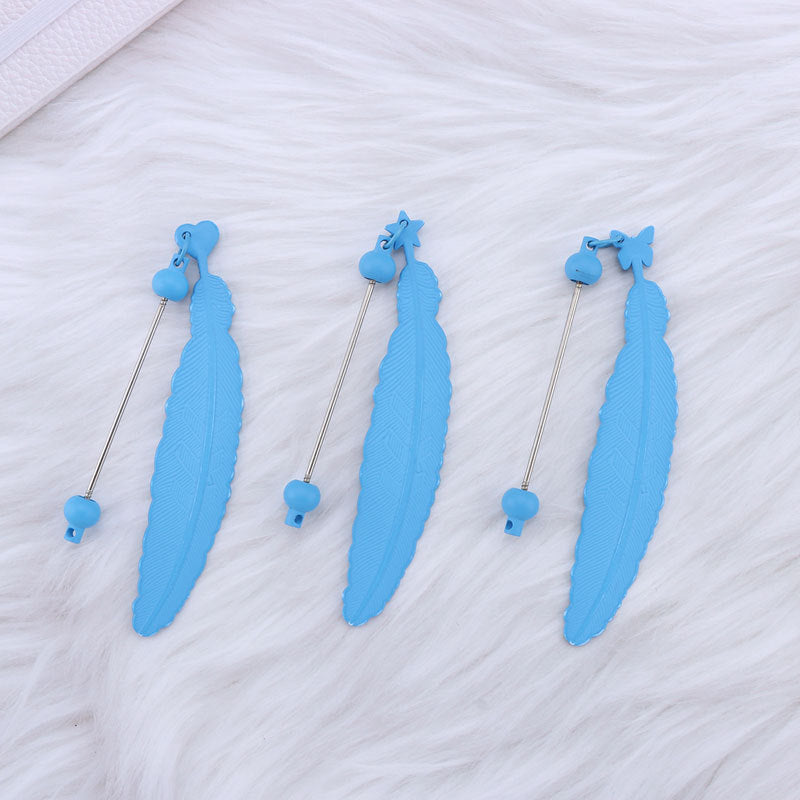 diy beading Feather bookmark Multicolor feather Metal feather Beaded bookmark Random Mix