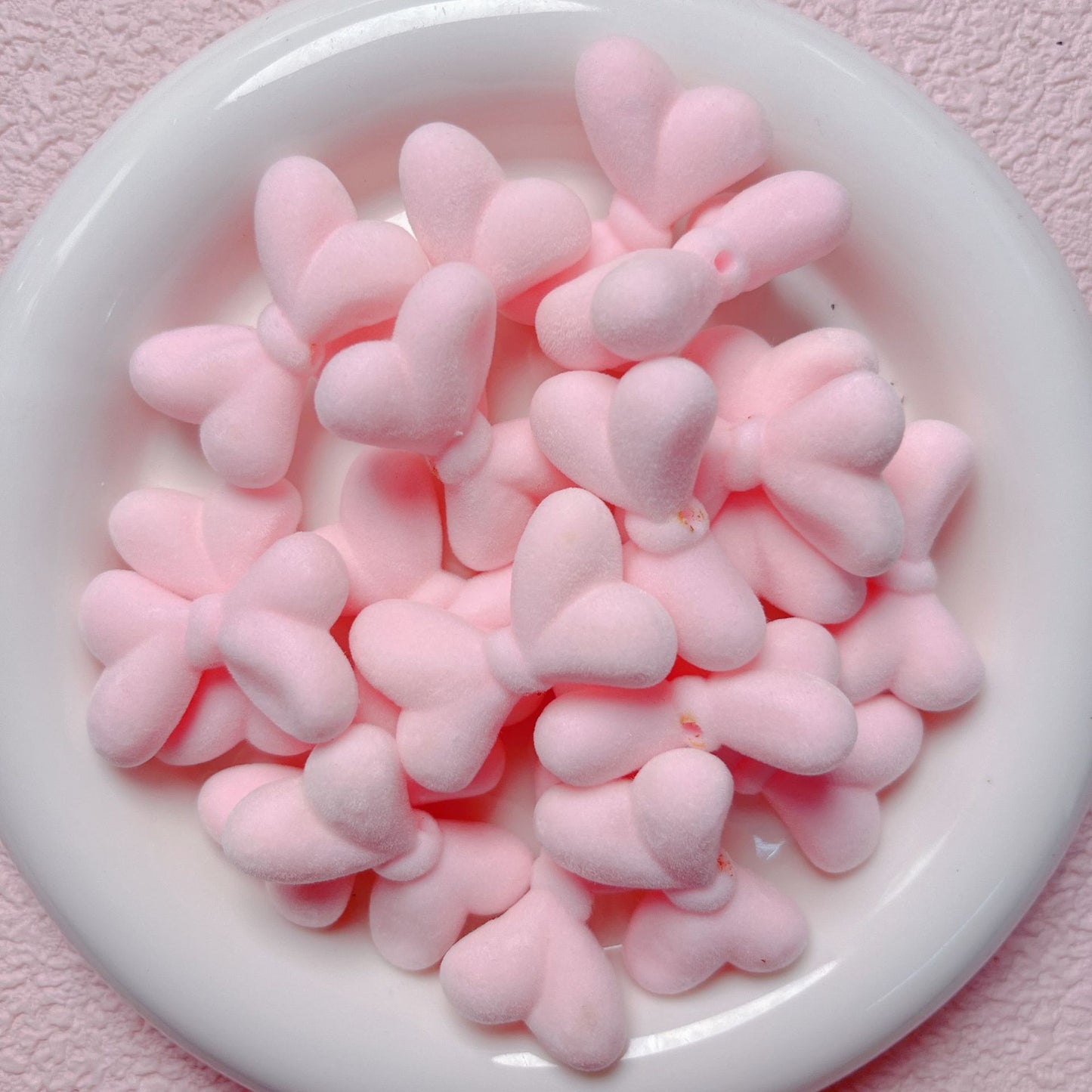 Fuzzy bead Bow Bow tie Princess bow flocked Macaron Chubby flocking bow Random 31mm Mix