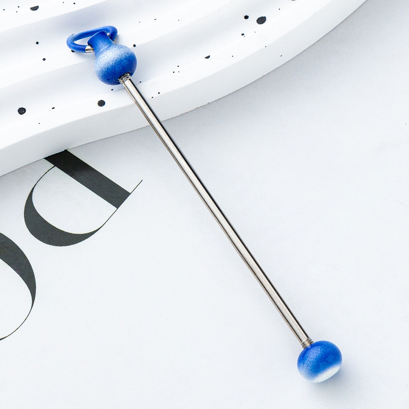 DIY beaded metal rods key chain bar Electroplated beaded keychain Random Mix