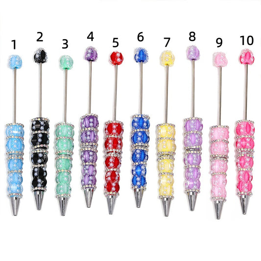 Heavy-duty Beaded Pen Pointed pen Pumpkin Bead Pen Pearl bubbles surrounding The chain is wrapped around. DIY Bead Pen