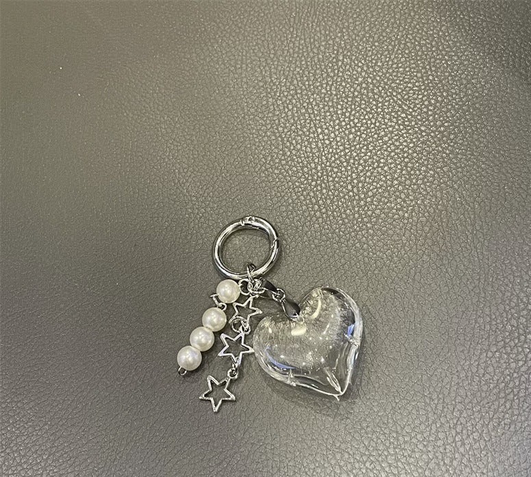 Big heart-shaped pearl keychain A sense of sophistication Bag pendant Keychain pendant Random Mix