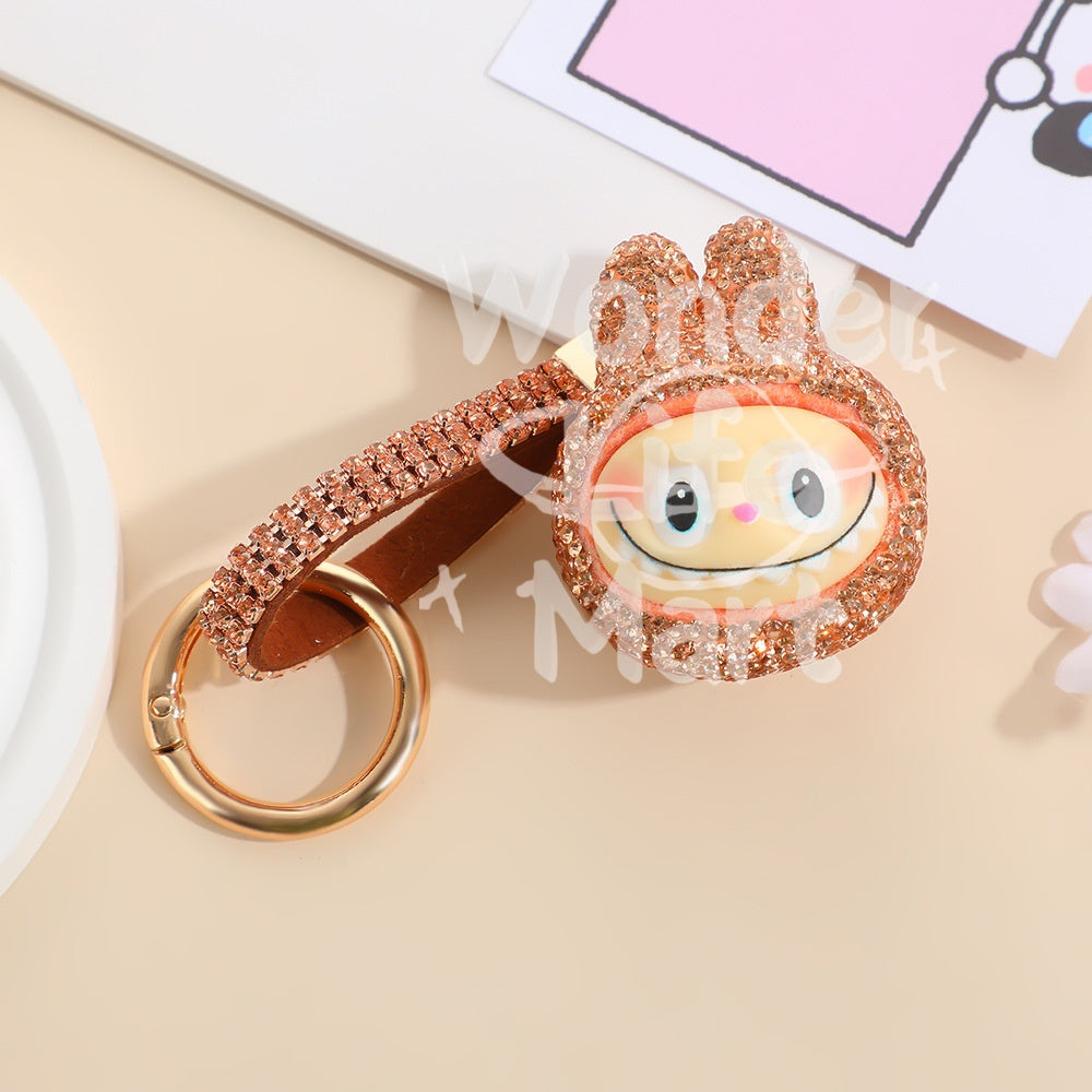 LABUBU diy keychains diy figurine pendant key chain Cartoon Q-style doll backpack pendant