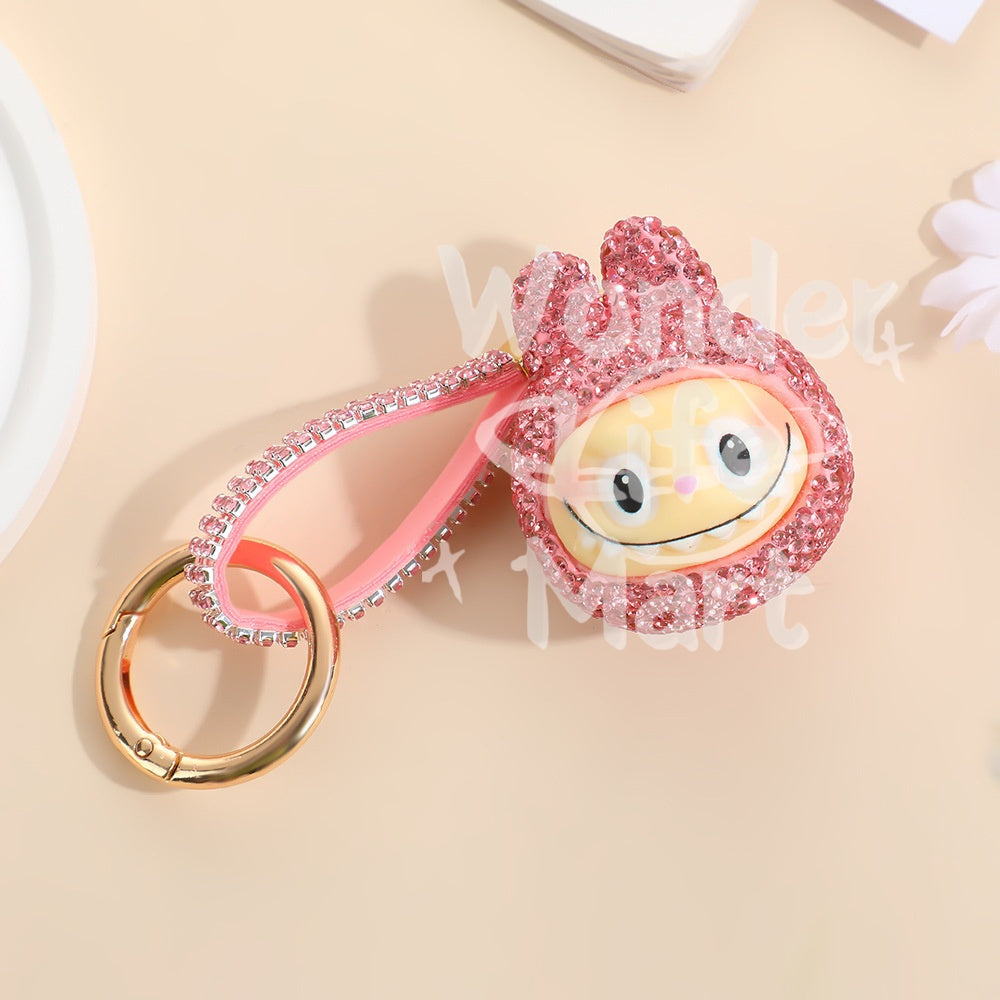 LABUBU diy keychains diy figurine pendant key chain Cartoon Q-style doll backpack pendant
