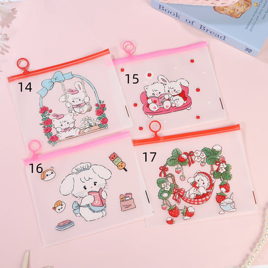 zipper Sealed bag Zipper bag Cute Storage pen bag Sand plastic ziplock bag Sanrio Anime characters Cartoon Random Mix