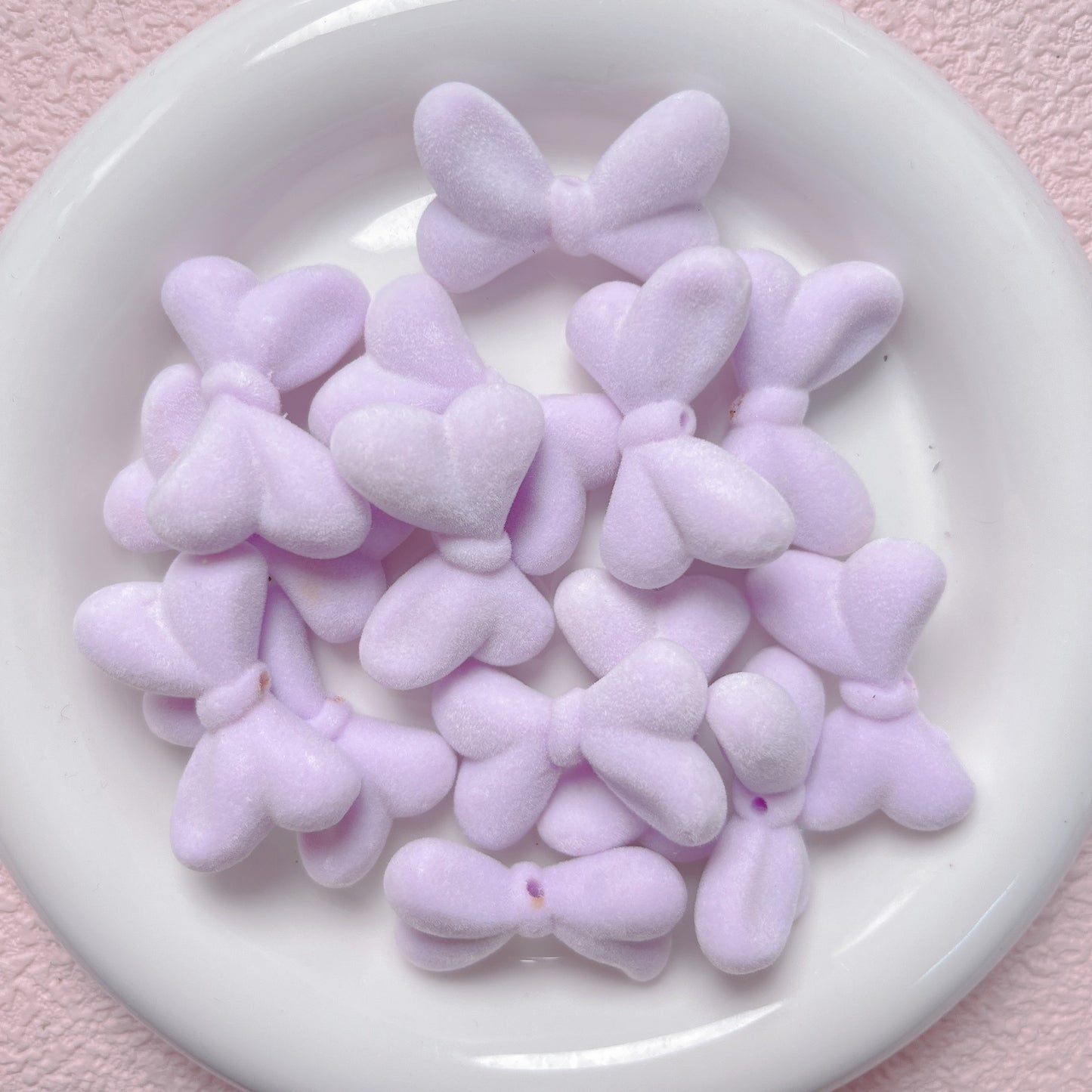 Fuzzy bead Bow Bow tie Princess bow flocked Macaron Chubby flocking bow Random 31mm Mix