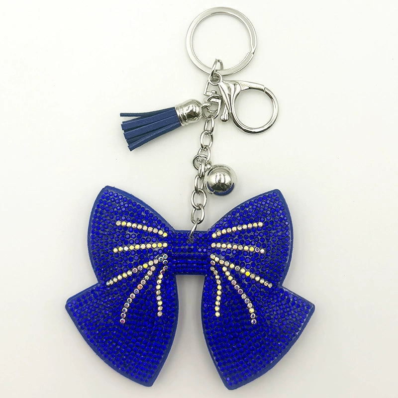 BOW Pendant Stitched diamond bow tie Keychain Tassel Rhinestone Hanging piece DIY Bag accessories Random Mix
