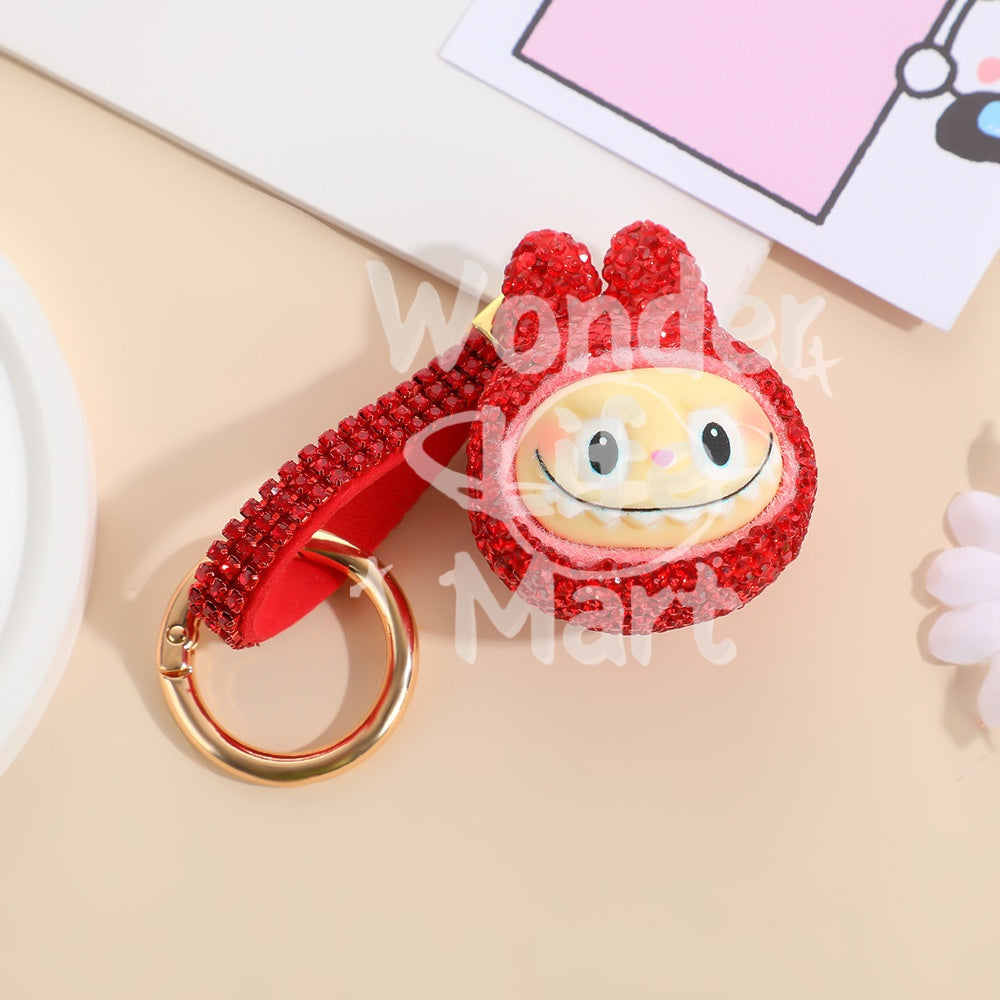 LABUBU diy keychains diy figurine pendant key chain Cartoon Q-style doll backpack pendant