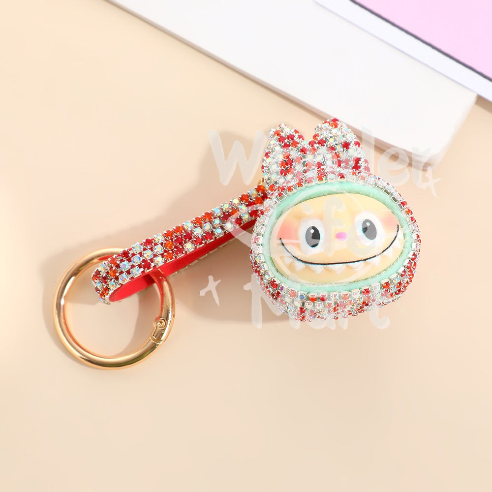 LABUBU diy keychains diy figurine pendant key chain Cartoon Q-style doll backpack pendant