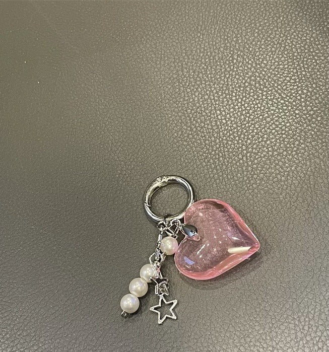 Big heart-shaped pearl keychain A sense of sophistication Bag pendant Keychain pendant Random Mix