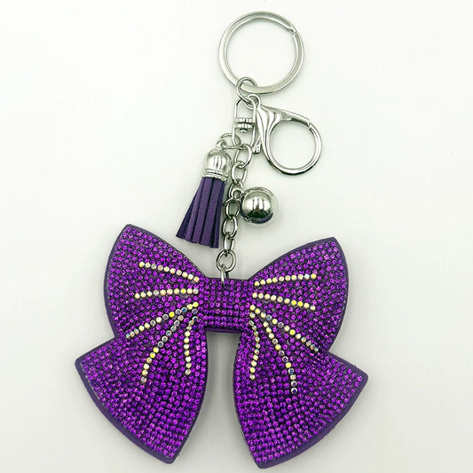 BOW Pendant Stitched diamond bow tie Keychain Tassel Rhinestone Hanging piece DIY Bag accessories Random Mix
