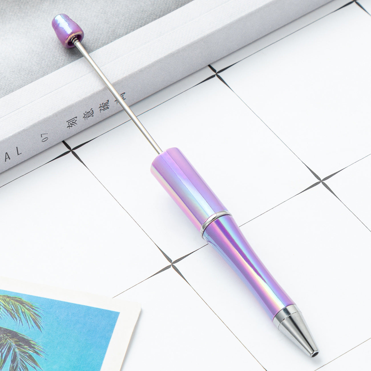 New UV ombre Beaded pen diy handmade plastic bead pen Plastic ballpoint pen Random Mix