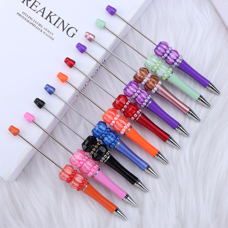 Multi-colored plastic beaded ballpoint pen DIY pearl beading pen DIY lantern beaded pen Random Mix