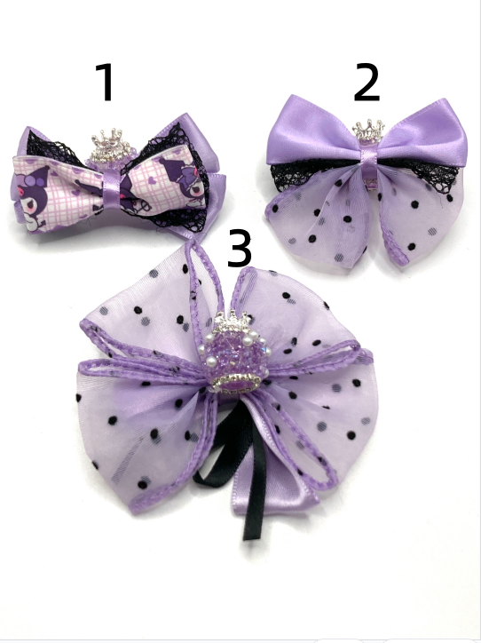 bow Lace bow Silk bow tie Striped purple bow Crown Sugar Chain