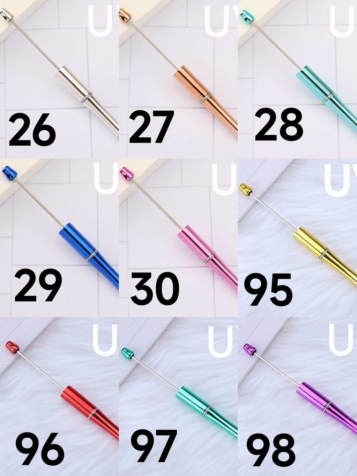 Beaded Pens for DIY,Solid Color With UV Series,Random Mix
