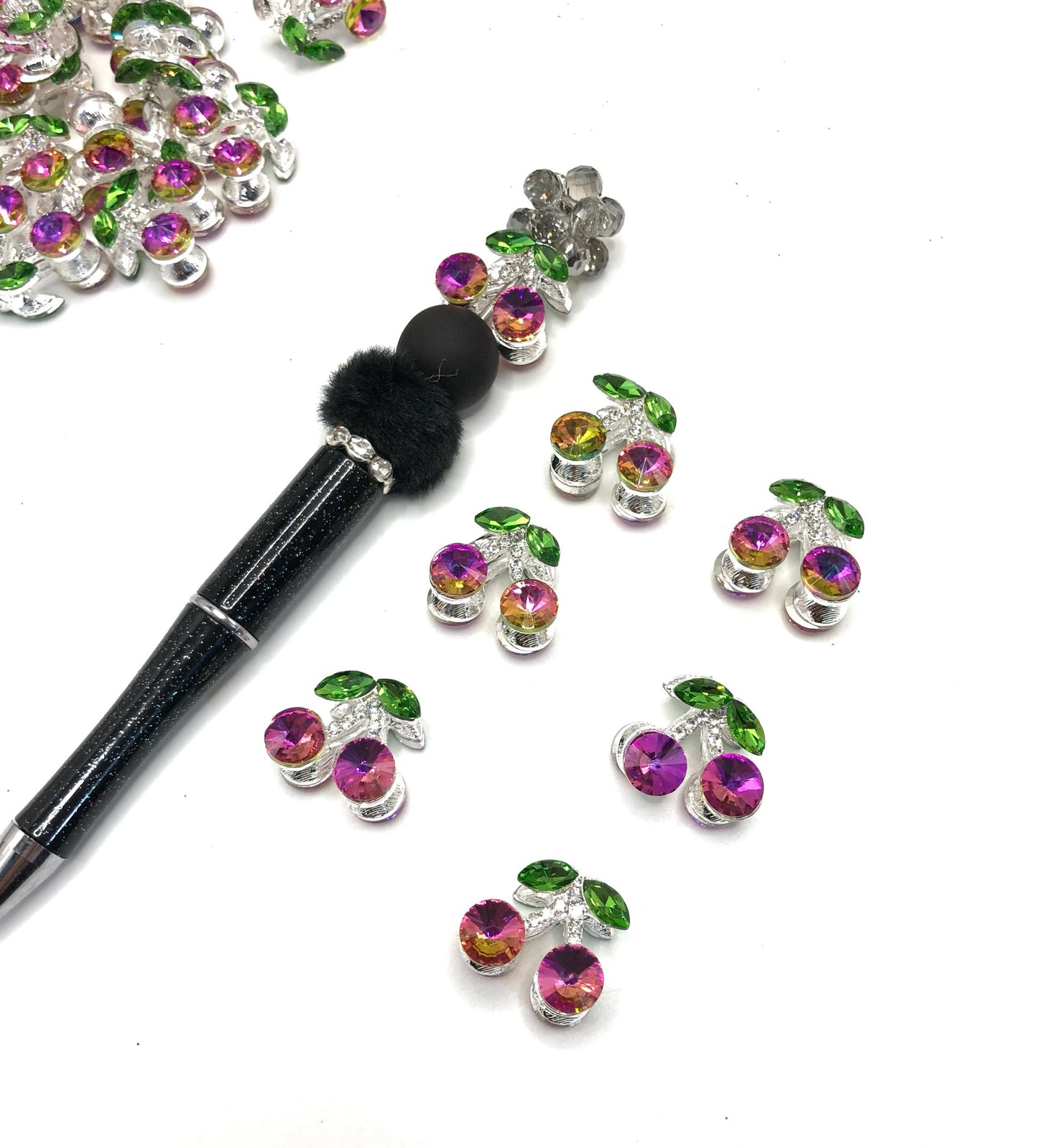 fancy fruit bead fancy cherry rhinestone alloy bead metallic metal bead colored