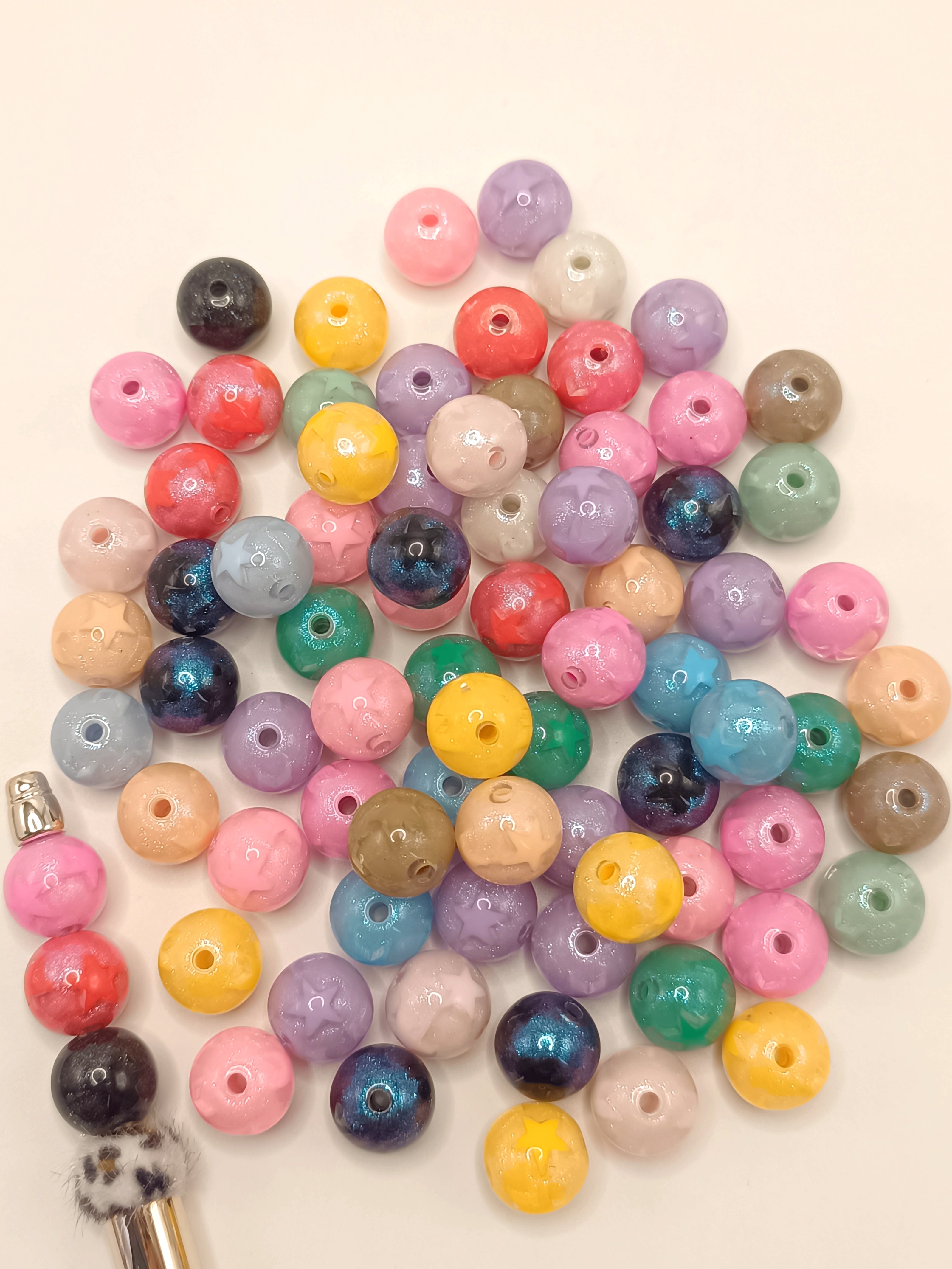 Clear Acrylic Beads with Glitter and Star,Random Mix,16mm – Wonder Life ...