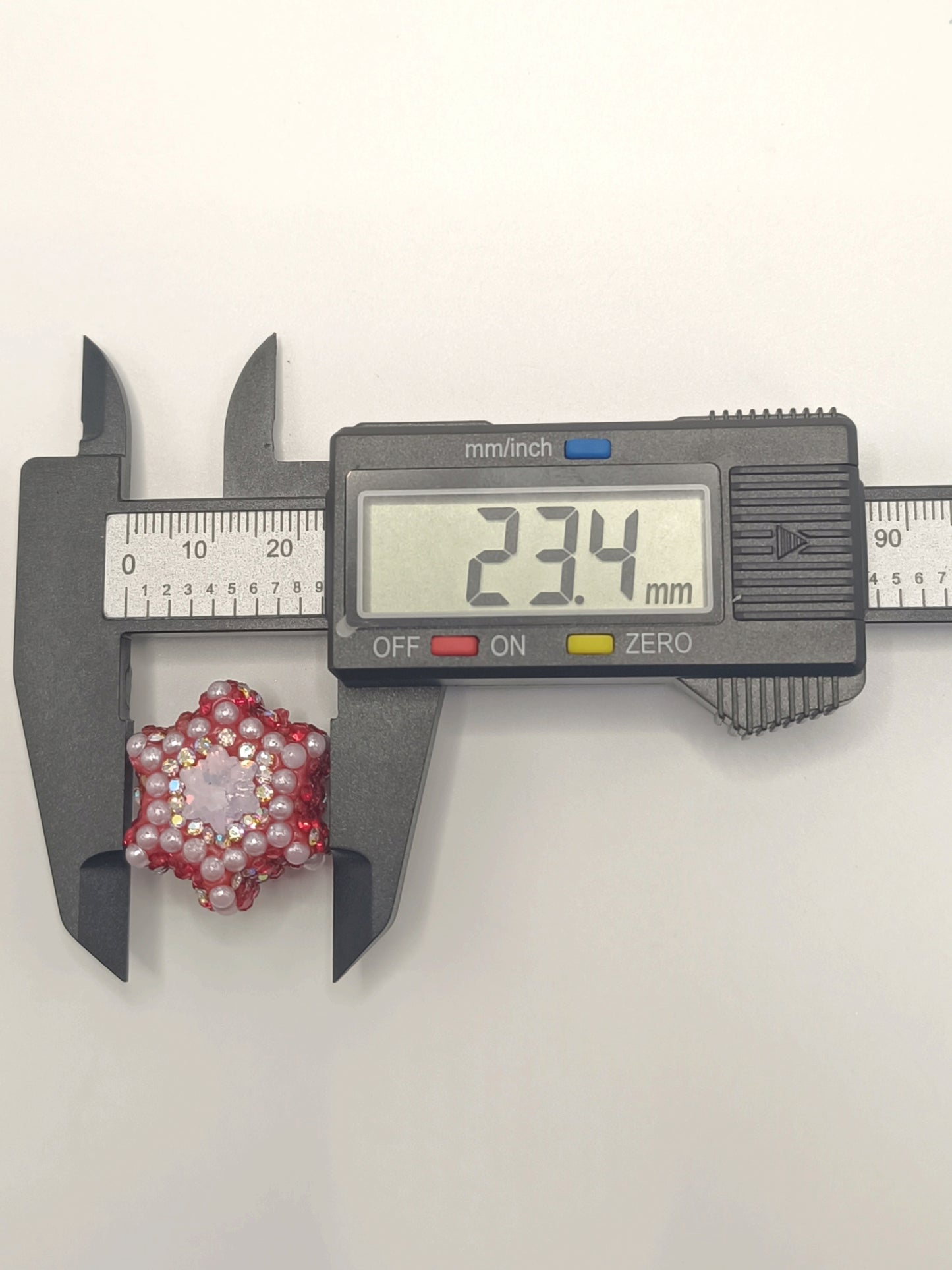 Snowflake Colored Clay Beads with Pearl Rhinestone Crystal,Random Mix,23mm