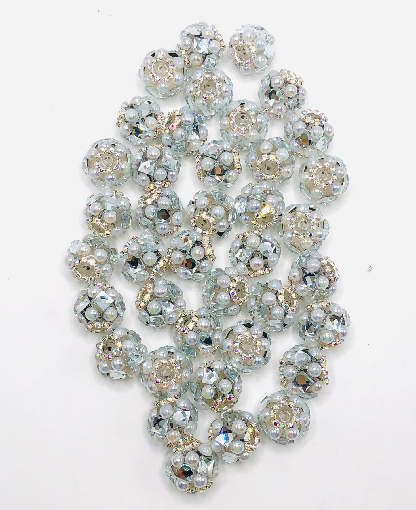 bubble Bead Transparent multi-colored acrylic beads set with gemstones 19mm Random Mix Fancy-17