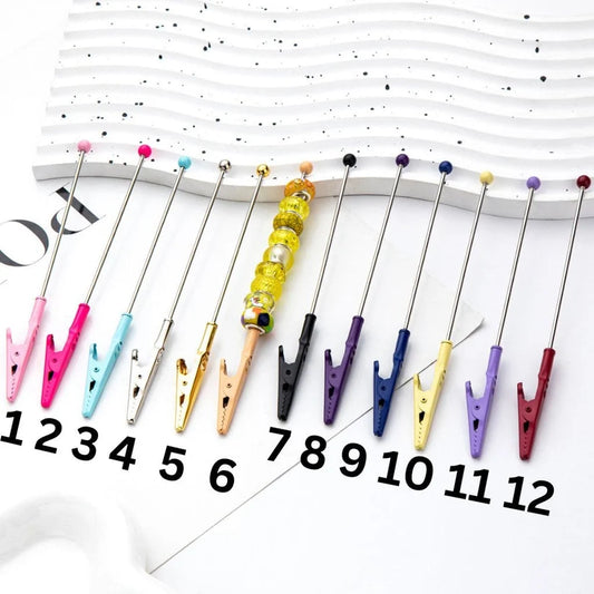 Beaded beadable photo picture paper card note metal metallic clip for holder case Random Mix