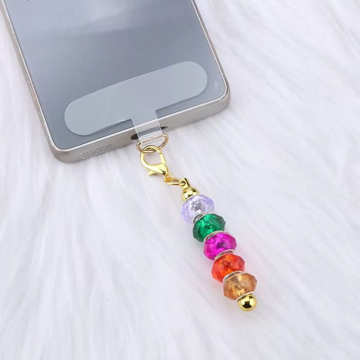 Creative New diy beaded pole in stock gradient color handmade beaded keychain accessories pendant wholesale for hanging phone ,phone charm ,phone chain