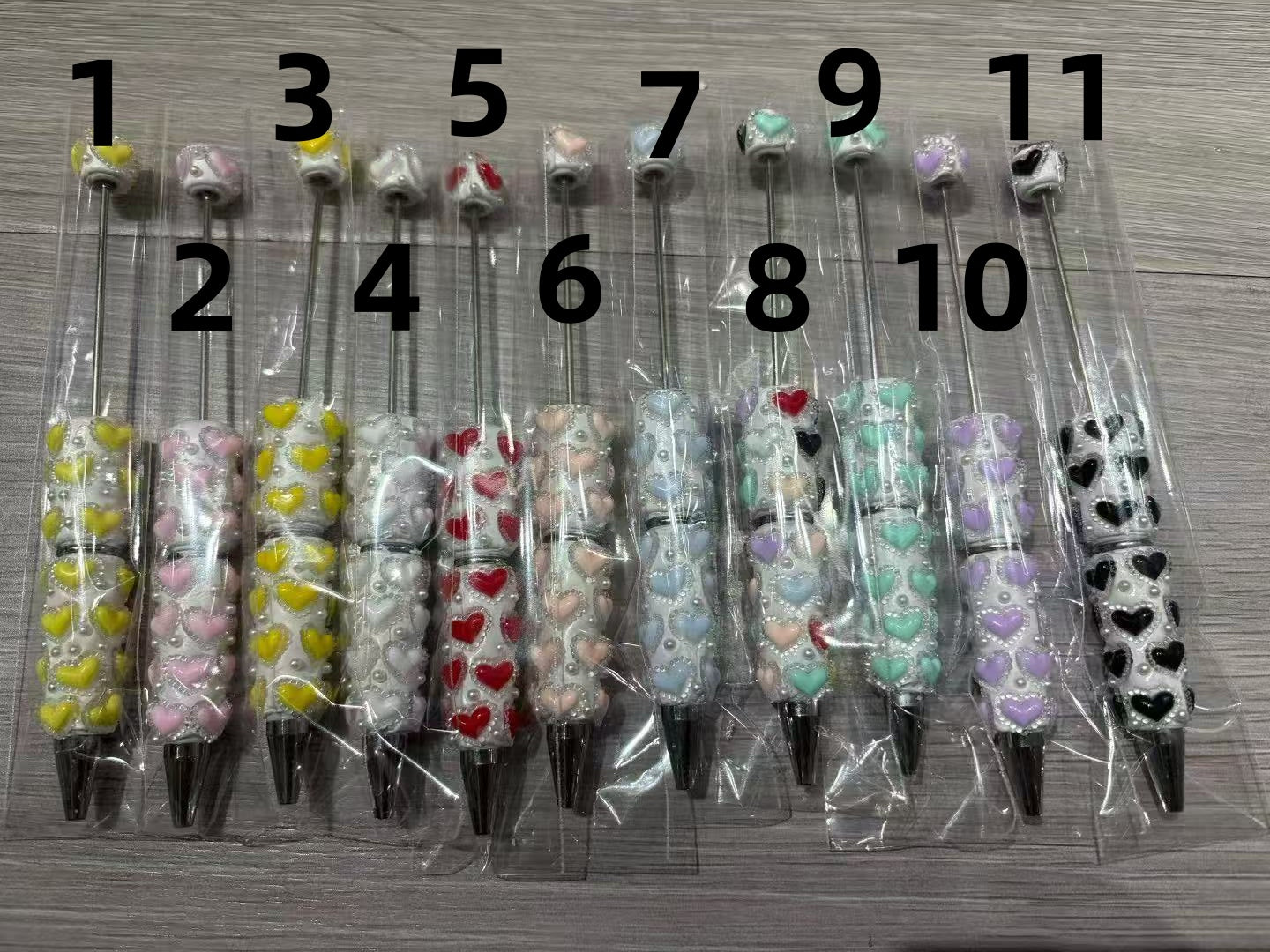 Heart Pen Multicolored heart Pen Clay pen DIY Beaded pen Random Mix