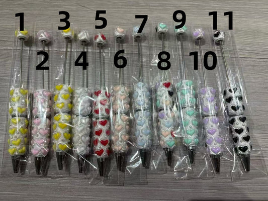 Heart Pen Multicolored heart Pen Clay pen DIY Beaded pen Random Mix