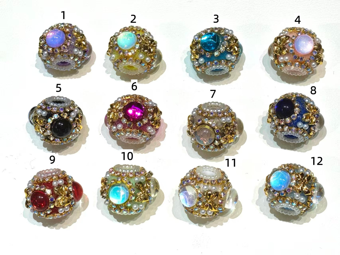 Fancy Beads Golden chain Gold bow beads Bubble Rhinestone Medieval-style beads 18mm Random Mix