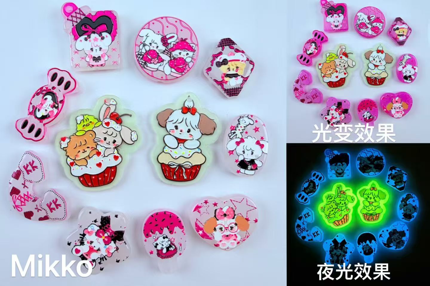 glow in nark mikko Acrylic sheet Pendant Earrings DIY cartoon ornaments Random Mix