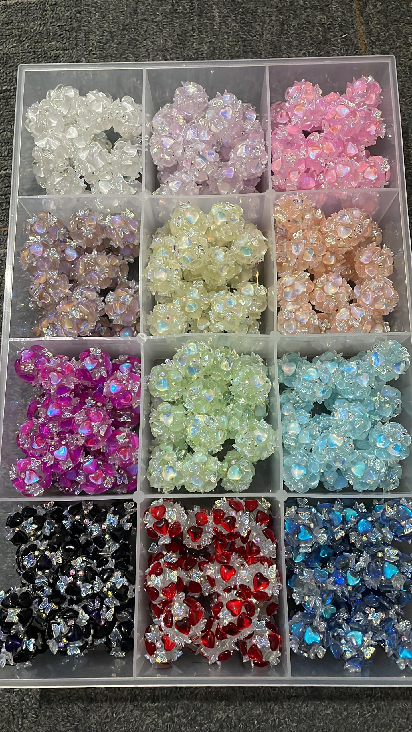 Clear acrylic beads Multicolor butterfly and heart 22mm Random Mix