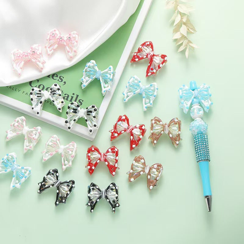 Hand-painted Acrylic Bowknot Beads